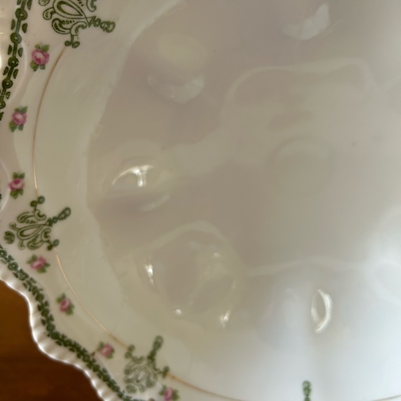 Vintage Royal Rudolstadt Prussia Serving Bowl Green and Pink, Scallop Edge, coll - Picture 5 of 13
